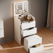 3 in 1 White Make Up Vanity Desk with Plip Top Mirror